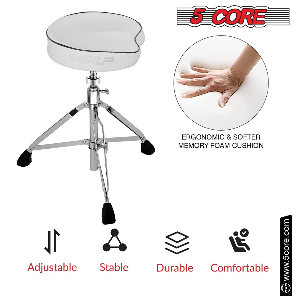 5Core Drum Throne Saddle Height Adjustable Thick Padded Seat Drum Stool Chair