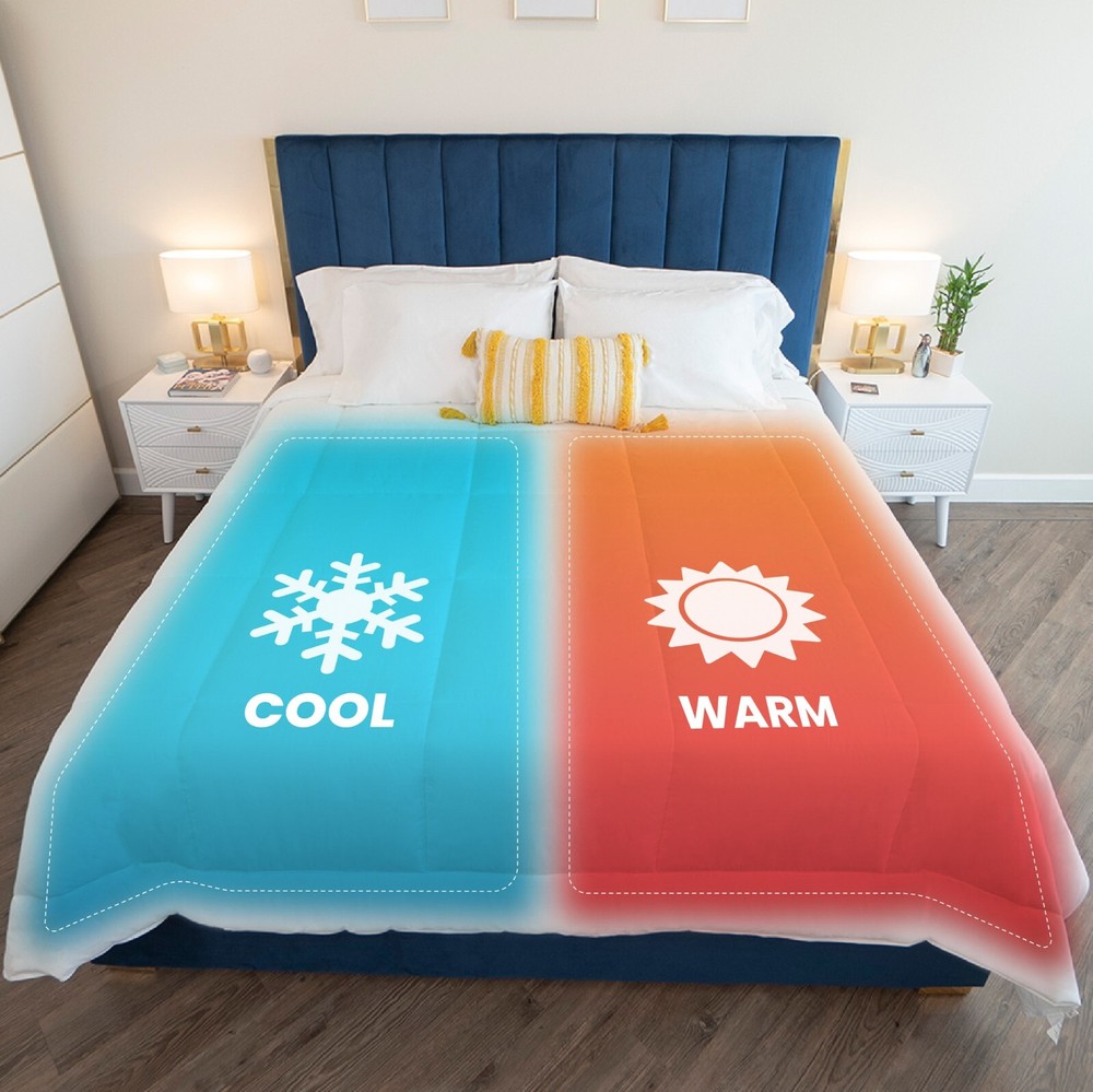 QUEEN KÖMFORTE Dual Zone Couples Comforter – Two Temperature Duvet Insert 