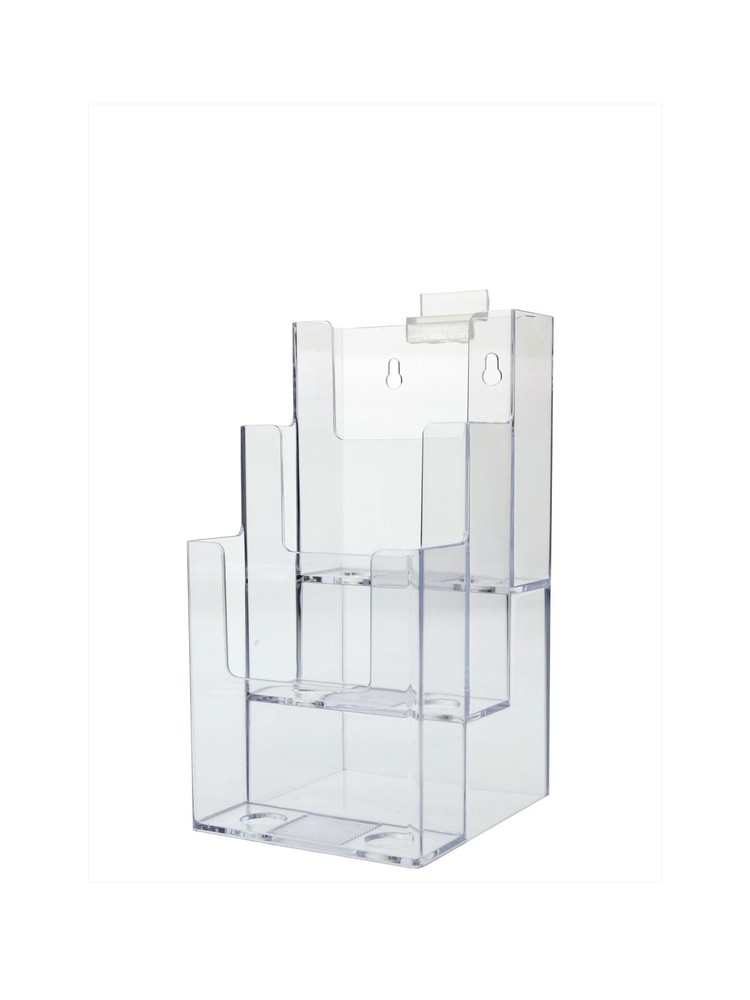 3 Tier Slatwall Brochure Holder Flat Back Tri fold Pamphlet Display Rack