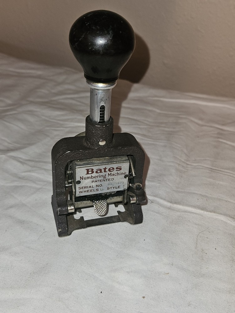 Vintage Bates Numbering Machine 6 Wheel Style E Stamper