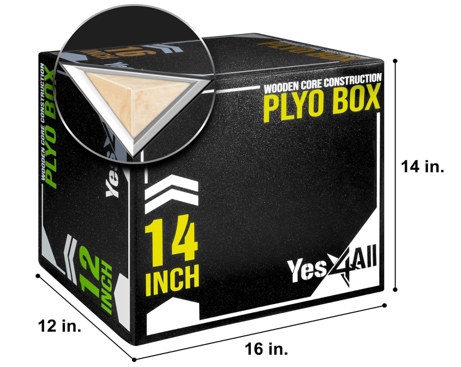 Yes4All 3-in-1 Soft Plyo Box 16" x 14" x 12" Wooden Core Cushioned Box Multi-Use