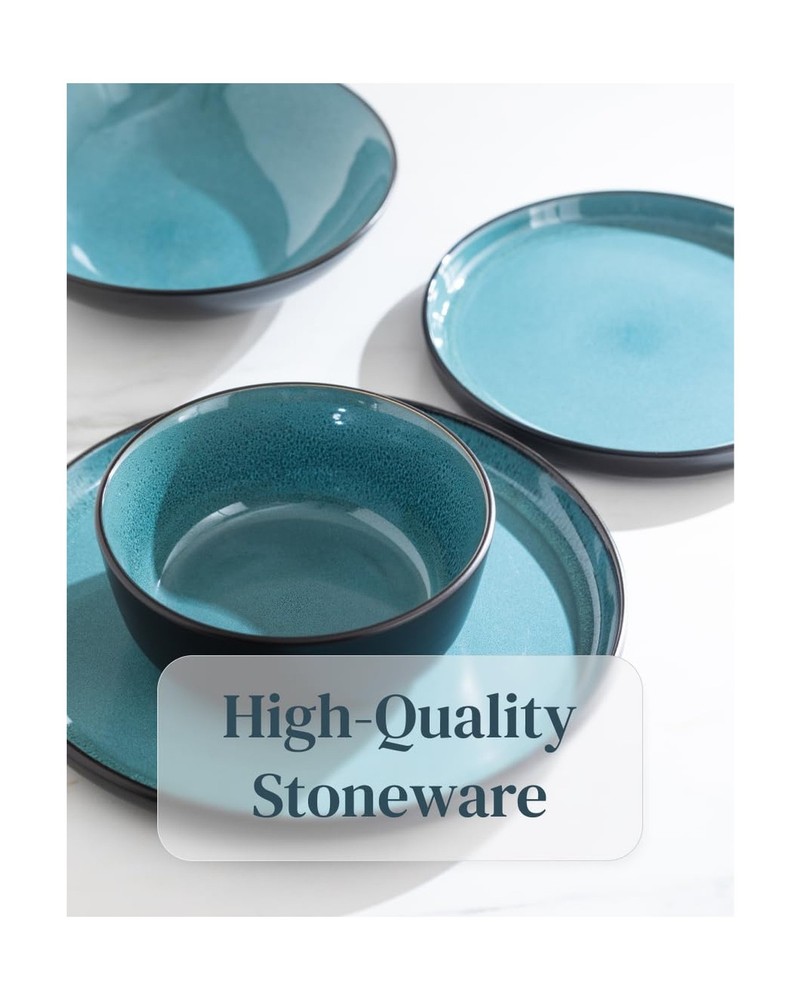 32 Piece Dinnerware Sets for 8 - Modern Style Stoneware Dinnerware Set - Scra...