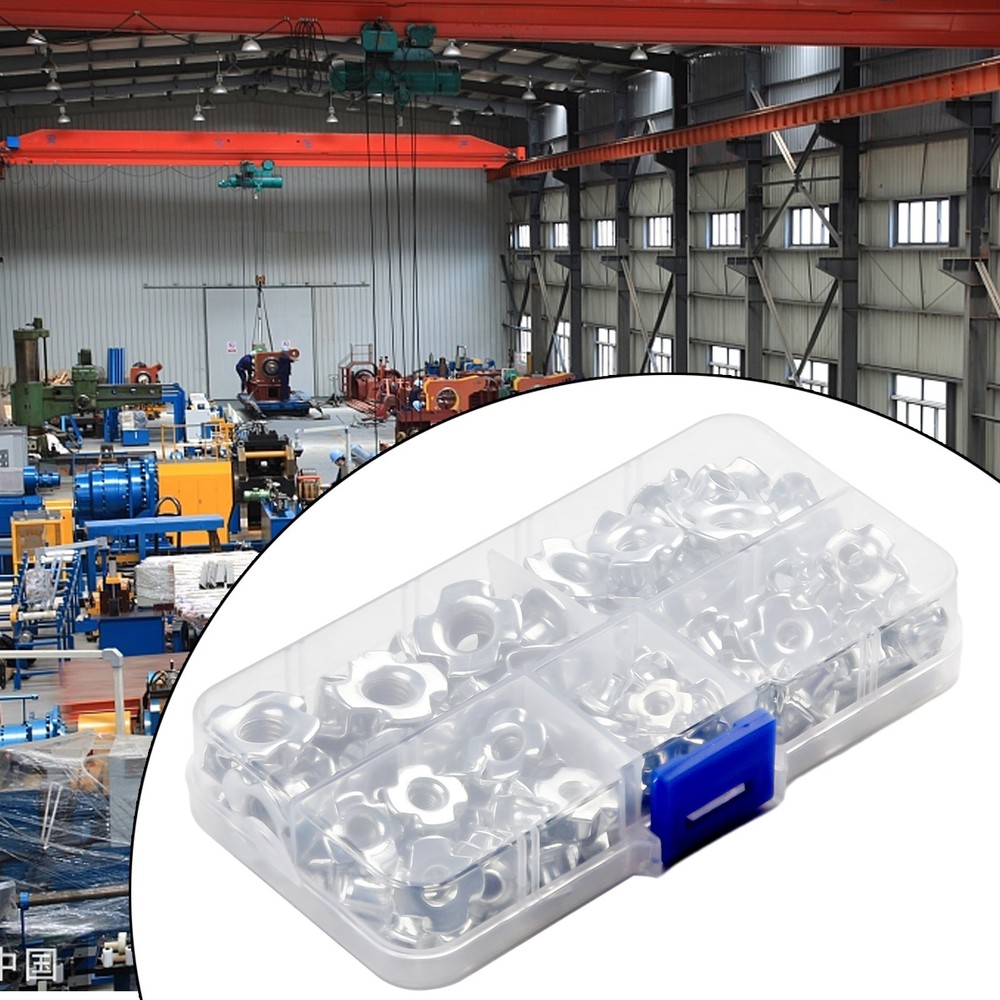 Versatile Tee Nuts Set with Four Prongs 90pcs Assorted Sizes Zinc Plated