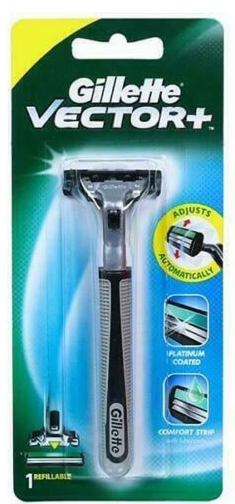 4x Gillette Vector Razor Handle + 1 Refill Blade and Pivot Head (fits Atra)