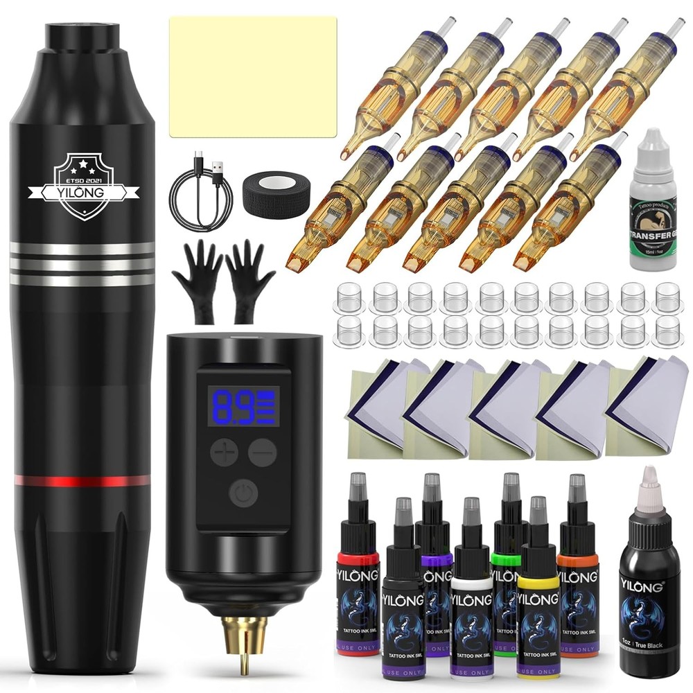Wireless Tattoo Kit for Beginners - Machine 3Mm, Black One Battery
