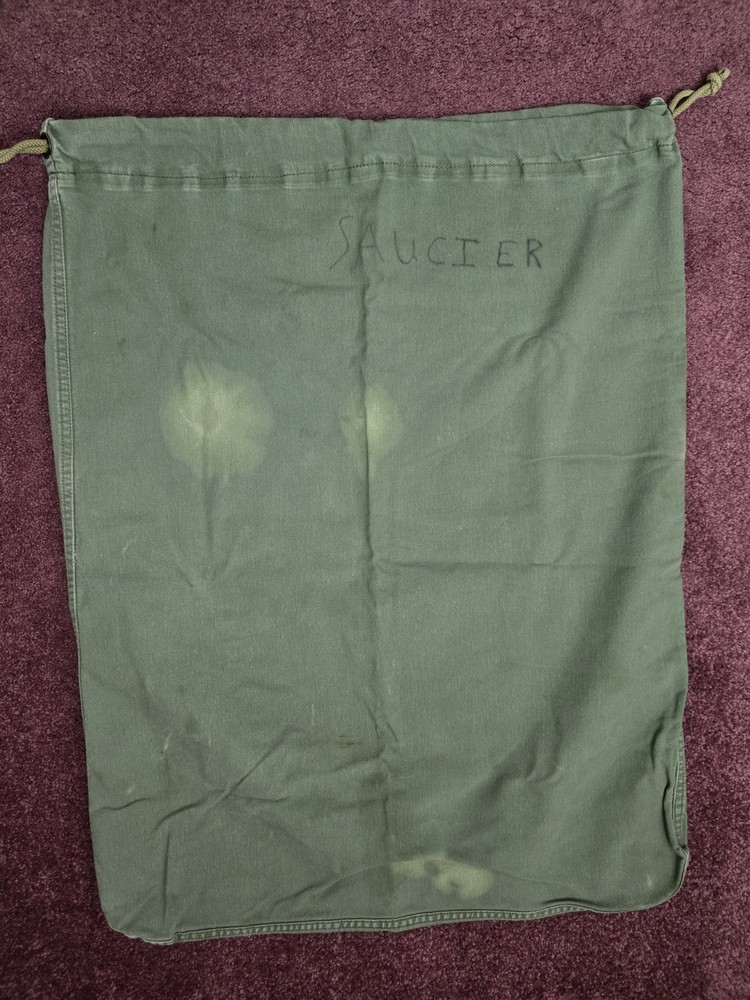 VTG US Army Canvas Laundry Duffel Bag OD Green Drawstring Barracks Sack