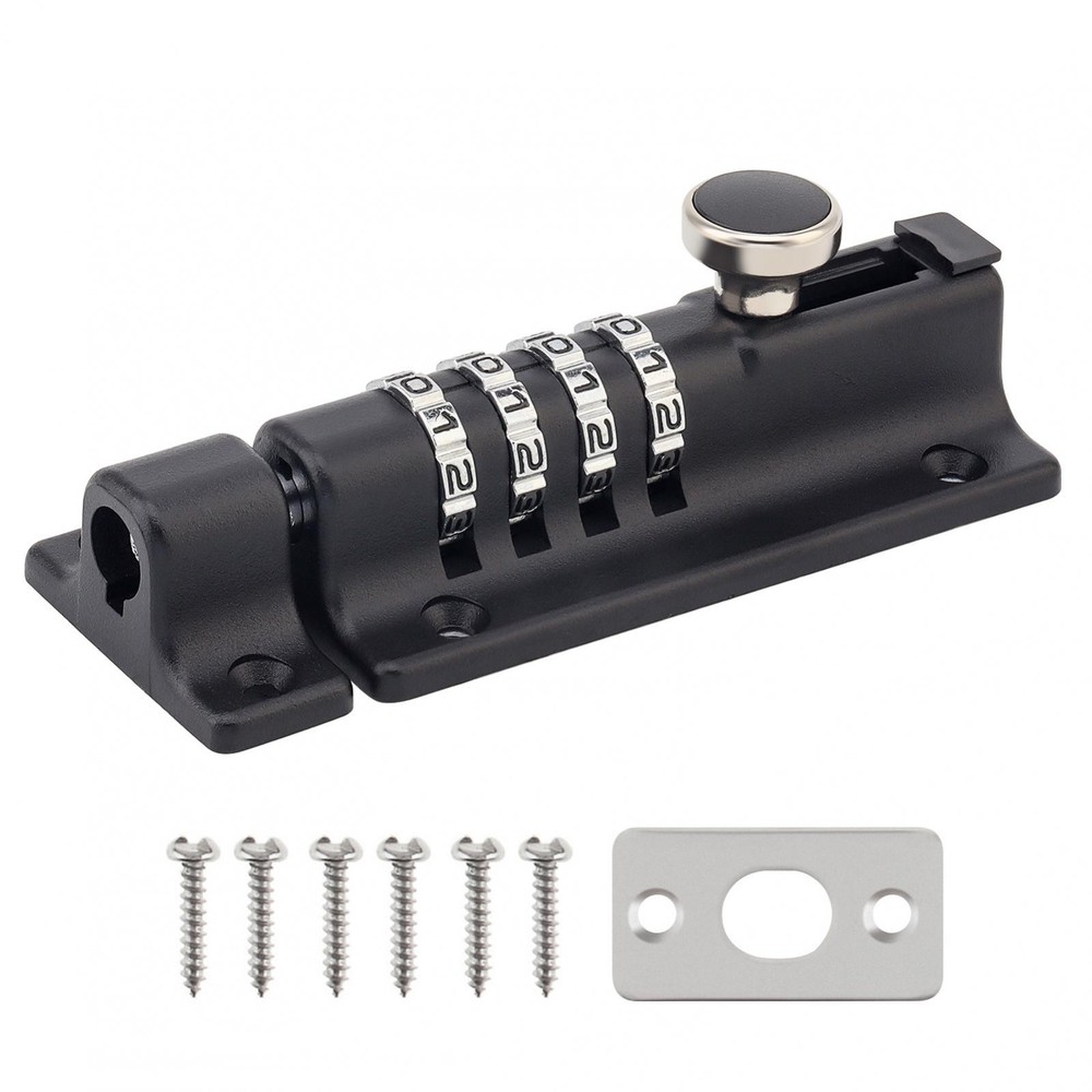 1x Combination Bolt Lock 4 Digit Pin Code Home Door Combination Slide Latch Lock