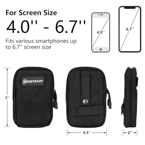 Backpack Strap Pouch, Smartphone Strap Pack, Black Pouch with 4” Mod Strap