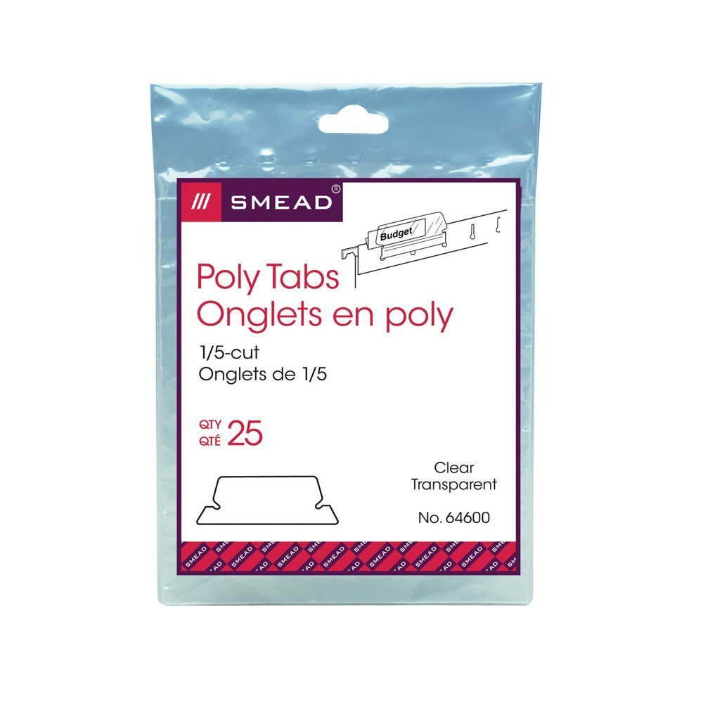 Poly Tab 1/5 Cut Tab Clear 25 Per Pack 64600
