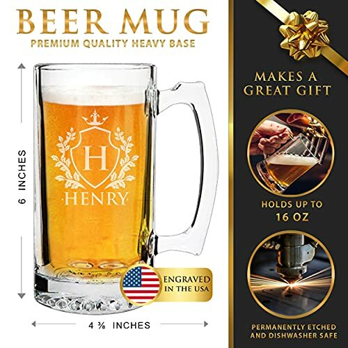 Personalized 16 oz Beer Mug