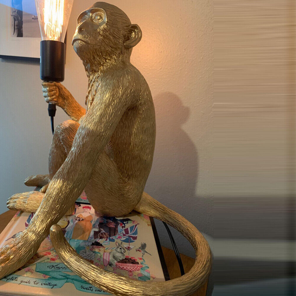 Gold Monkey Table Lamp Sitting Monkey Light Bedroom Monkey Table Light Gift