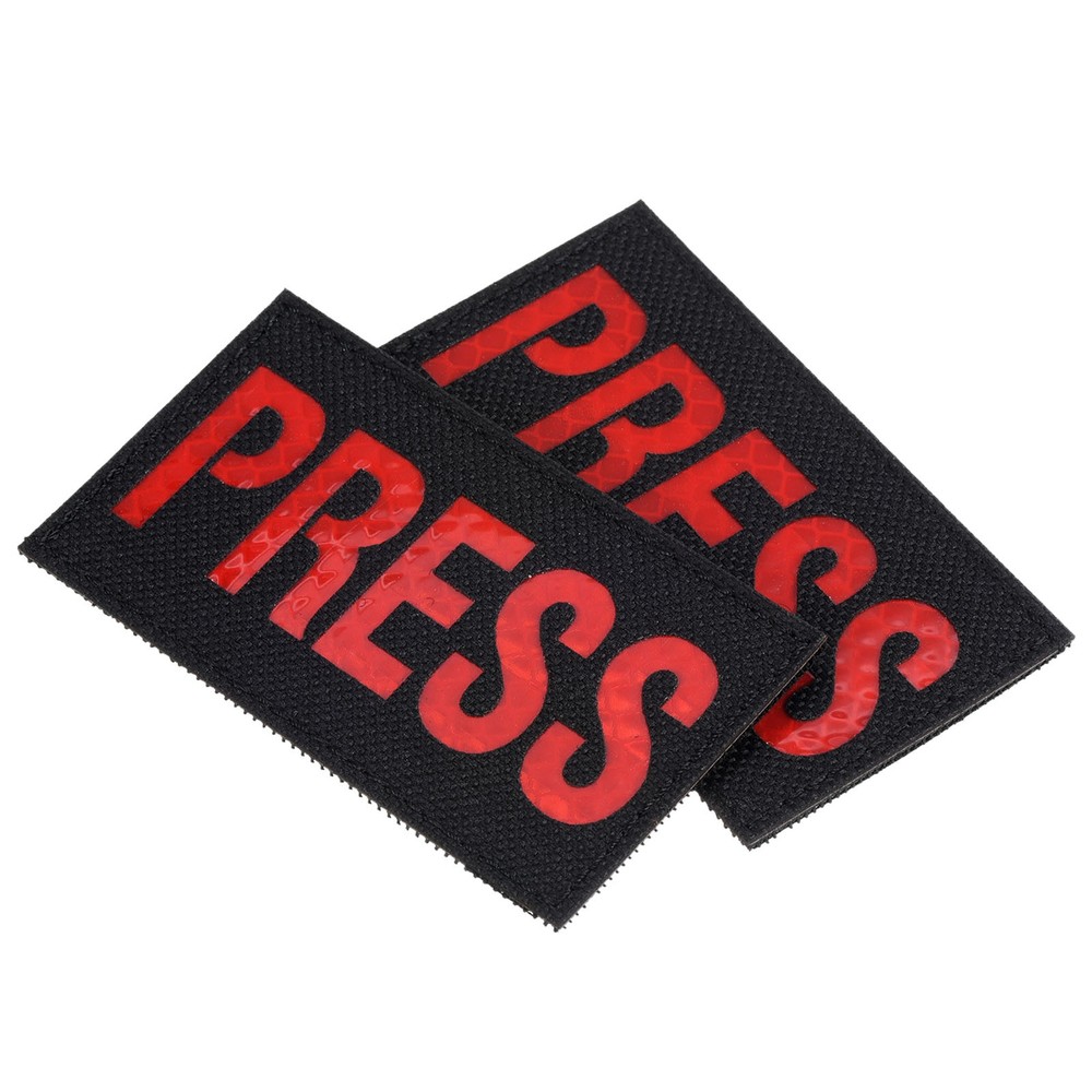 2pcs 2x3.5" Reflective PRESS Patch IR Infrared Hook and Loop Fastener, Red