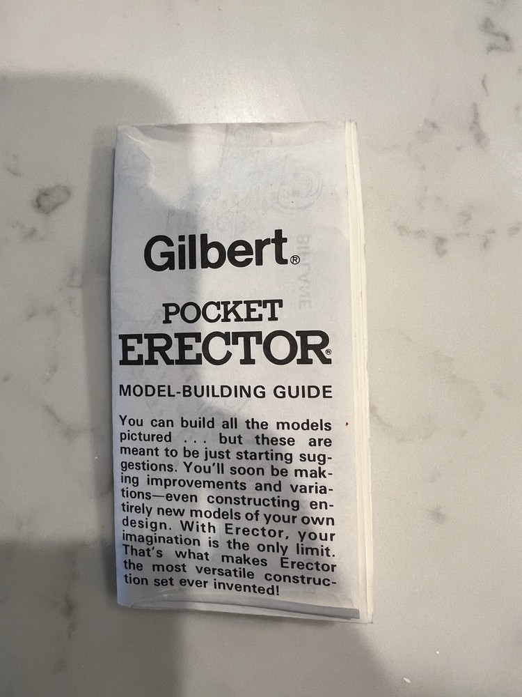 Vintage 1973 Gilbert Pocket Erector Set Model Number 33100