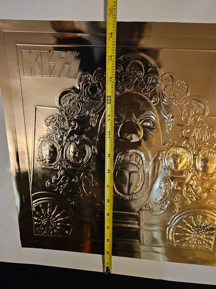 KISS PSYCHO CIRCUS 22" DRUM HEAD + GOLD FOIL ALBUM PRINT! Gene Paul Peter Ace