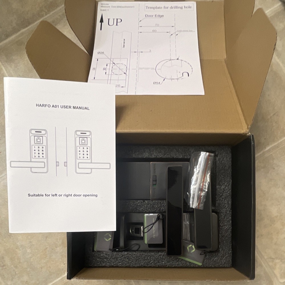 HARFO A01 Fingerprint & Keypad Smart Door Lock, Black, Universal Opening