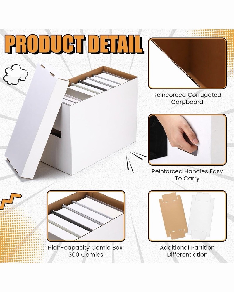 15-Pack White Comic Book Storage Boxes 150-175 Comics Stackable Organizer