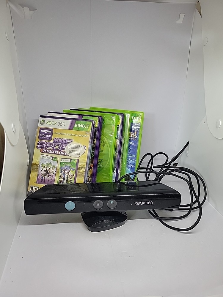 Microsoft Xbox 360 Kinect Motion Sensor Bar Black & 8 Games Bundle 1 is Sealed
