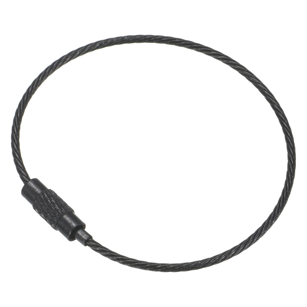 6 Inch Wire Keychain Cable, 5 Pack Titanium Steel Key Ring Loop, Black