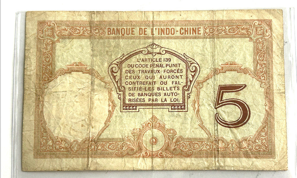 NOUMEA 5 FRANCS BANKNOTE