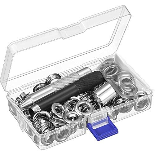 100 Sets Grommet Tool Kit 1/2 Inch Inside Diameter Eyelets with Tools Case