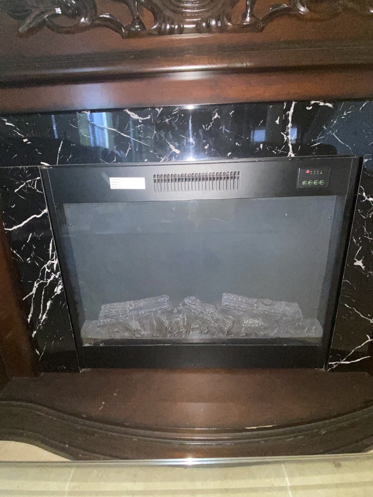 Brown & Marble Style Electric Freestand Fireplace