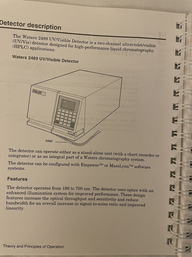 Waters 2489 UV/Visible Detector Operators Guide