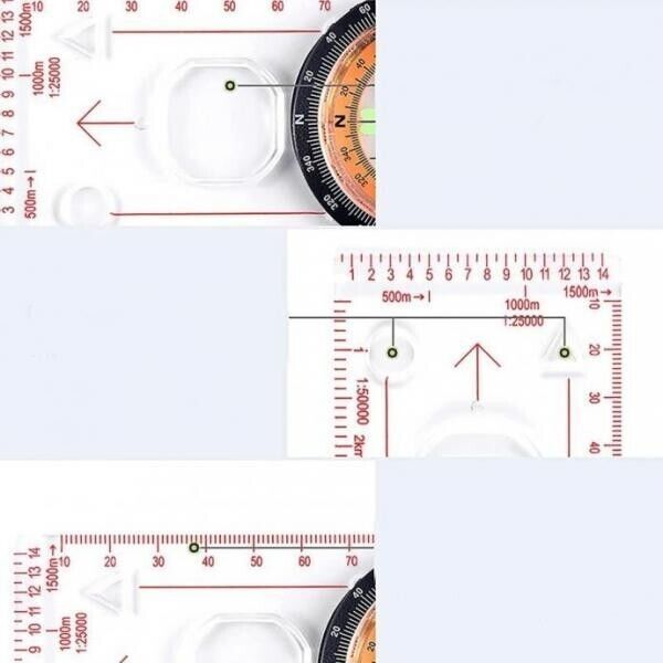 Flat Graduated Compass with Magnifying Glass, Map Reading Navigation,...