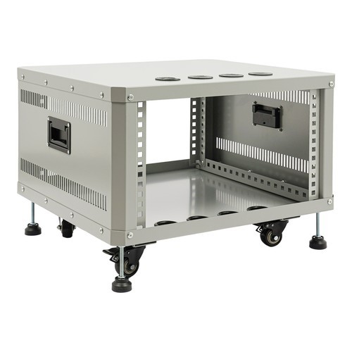 6U Audio&Studio Rack with Caster Wheels DJ Rolling Server Shelf Open Cabinet
