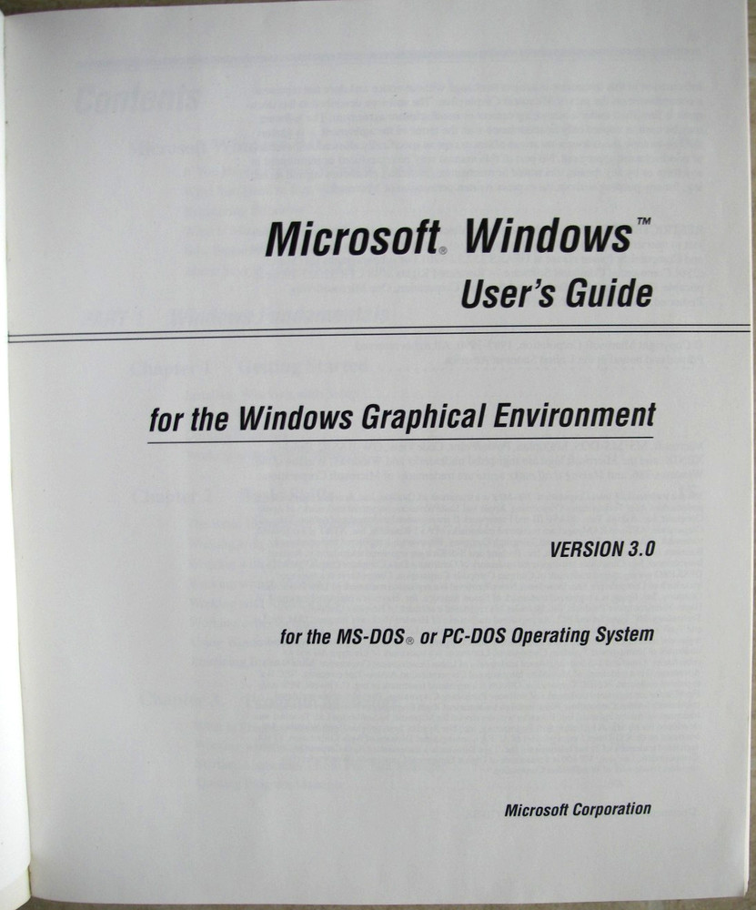 Microsoft Windows 3.00 Users Guide with bound License agreement card 640 pgs EUC