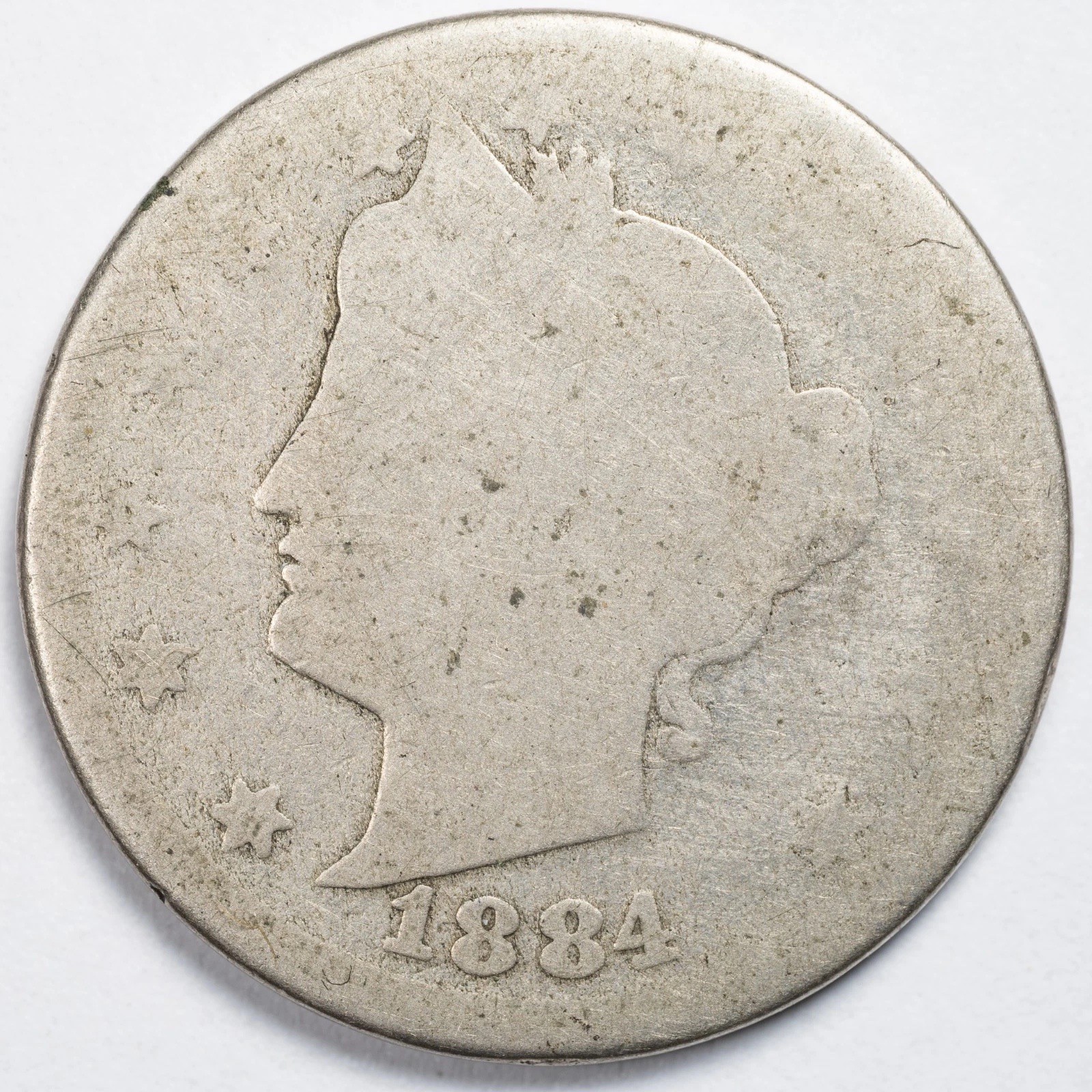 1884 Liberty V Nickel AG / CULL / LOW GRADE FULL READABLE DATE HOLE FILLER