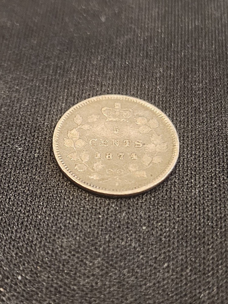 1874H Canadian 5 Cents Silver Coin