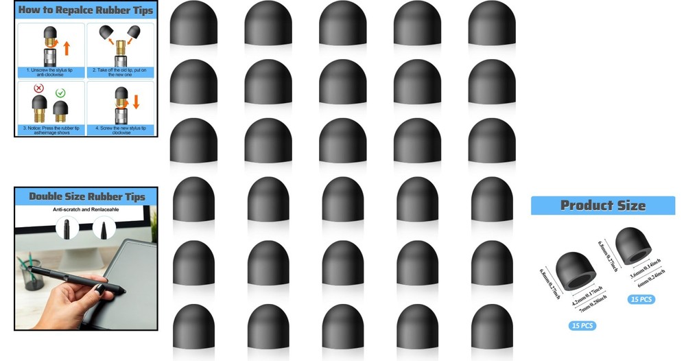 Convenient 30 Pcs Rubber Stylus Tips - Universal Compatibility for Precision Use