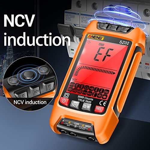 Digital Multimeter TRMS 9999 Counts Anti-Burn AC DC Voltage Amp Ohm Capacitance