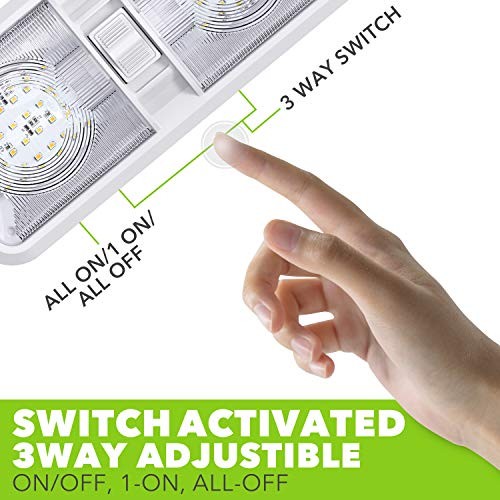 2 Pack RV LED Ceiling Double Dome Light Fixture with ON/Off Switch Interior