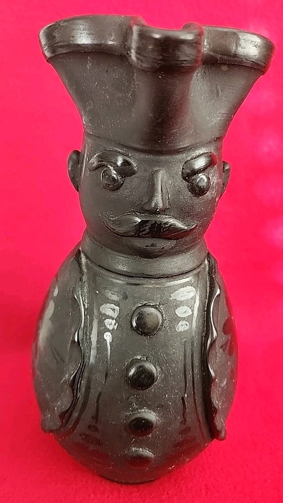 Anthropomorphic Black Glazed Terracotta Servant Uniform Pitcher Planter Signed