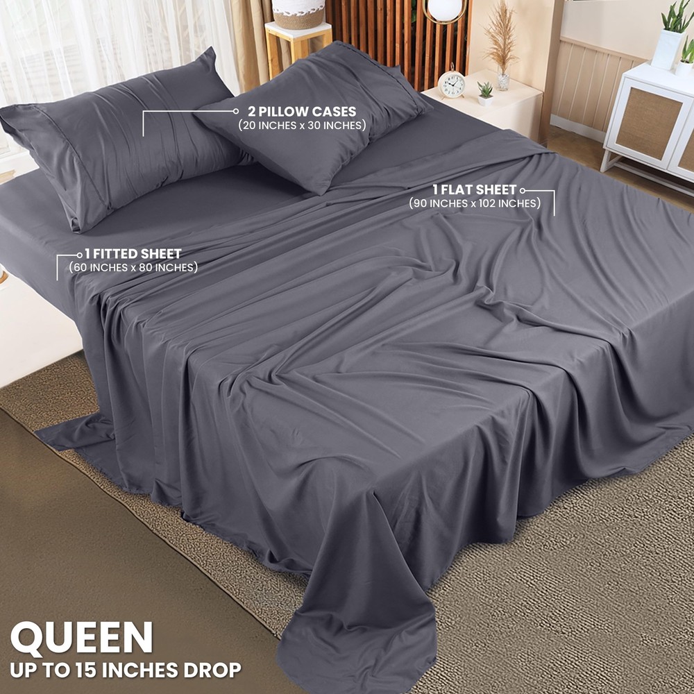 Utopia Bedding Queen Sheet Set – 4 Piece Bed Sheets for Queen Size Bed, So