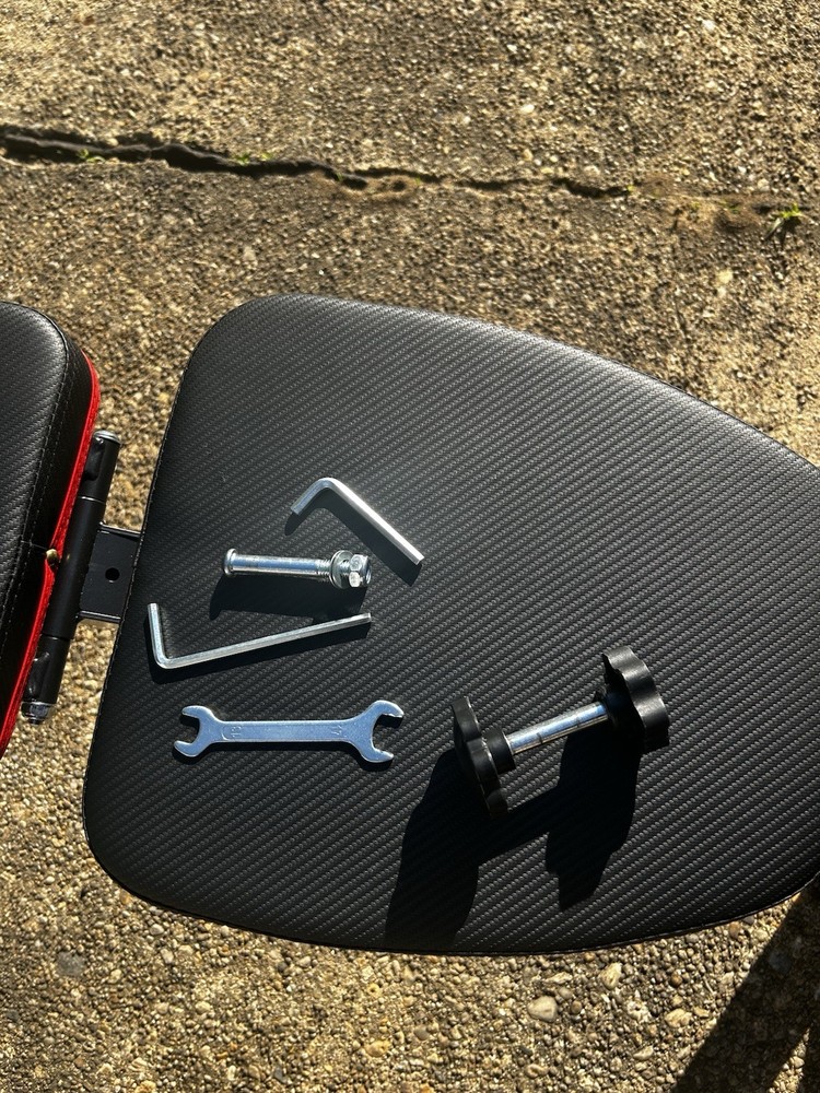 Adjustable Weight Bench Black Red with Preacher Curl Pad & Leg Developer