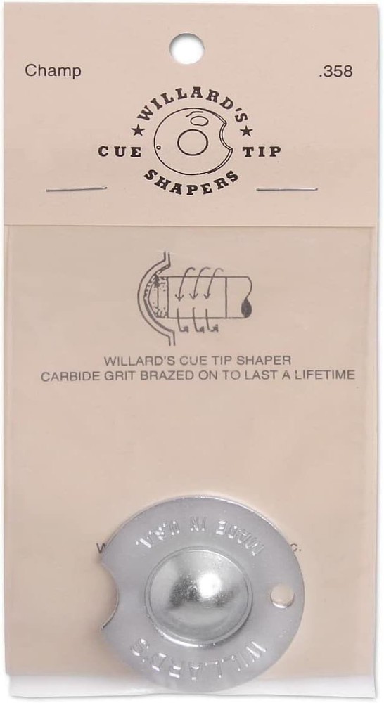 Willard Pool Cue Tip Shaper - Dime Radius silver