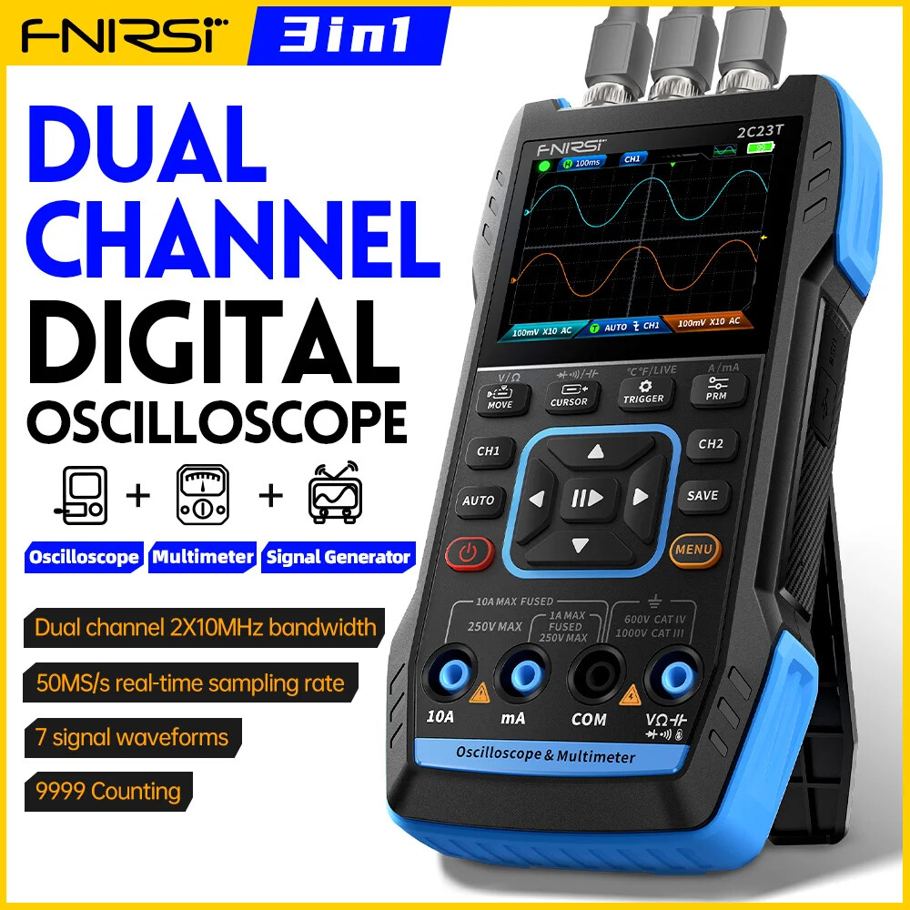 FNIRSI 2C23T Handheld Oscilloscope Digital Multimeter Function Signal Generator