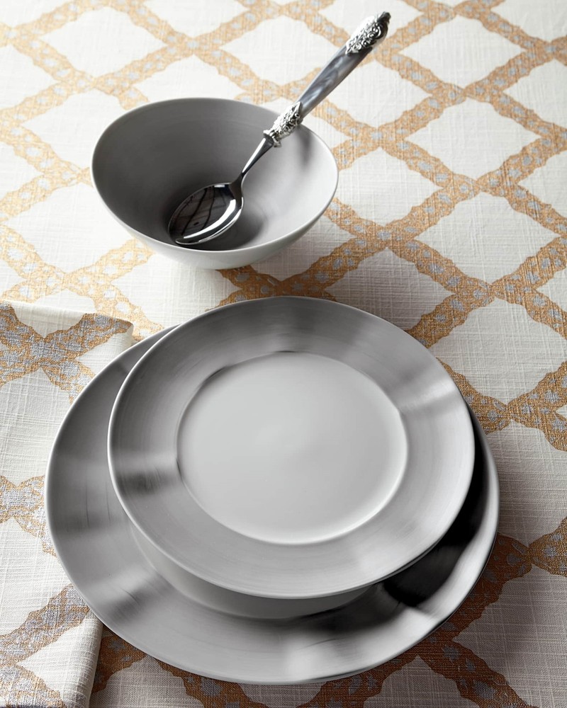 Neiman Marcus 268557 12-Piece Platinum Brushstroke Dinnerware Service MISSING 3