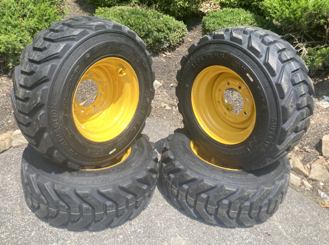 1 or 4-HD 12-16.5 SKS-8 Skid Steer Tires/Rims for John Deere 320,325,326,328,332