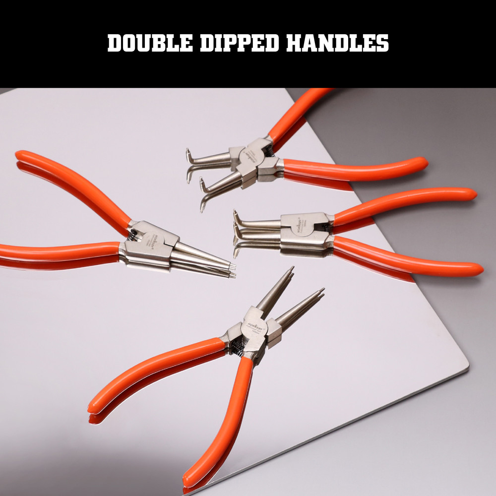 Portable 7" Internal External Retaining Clips Snap Ring Circlip Pliers 4pcs Set