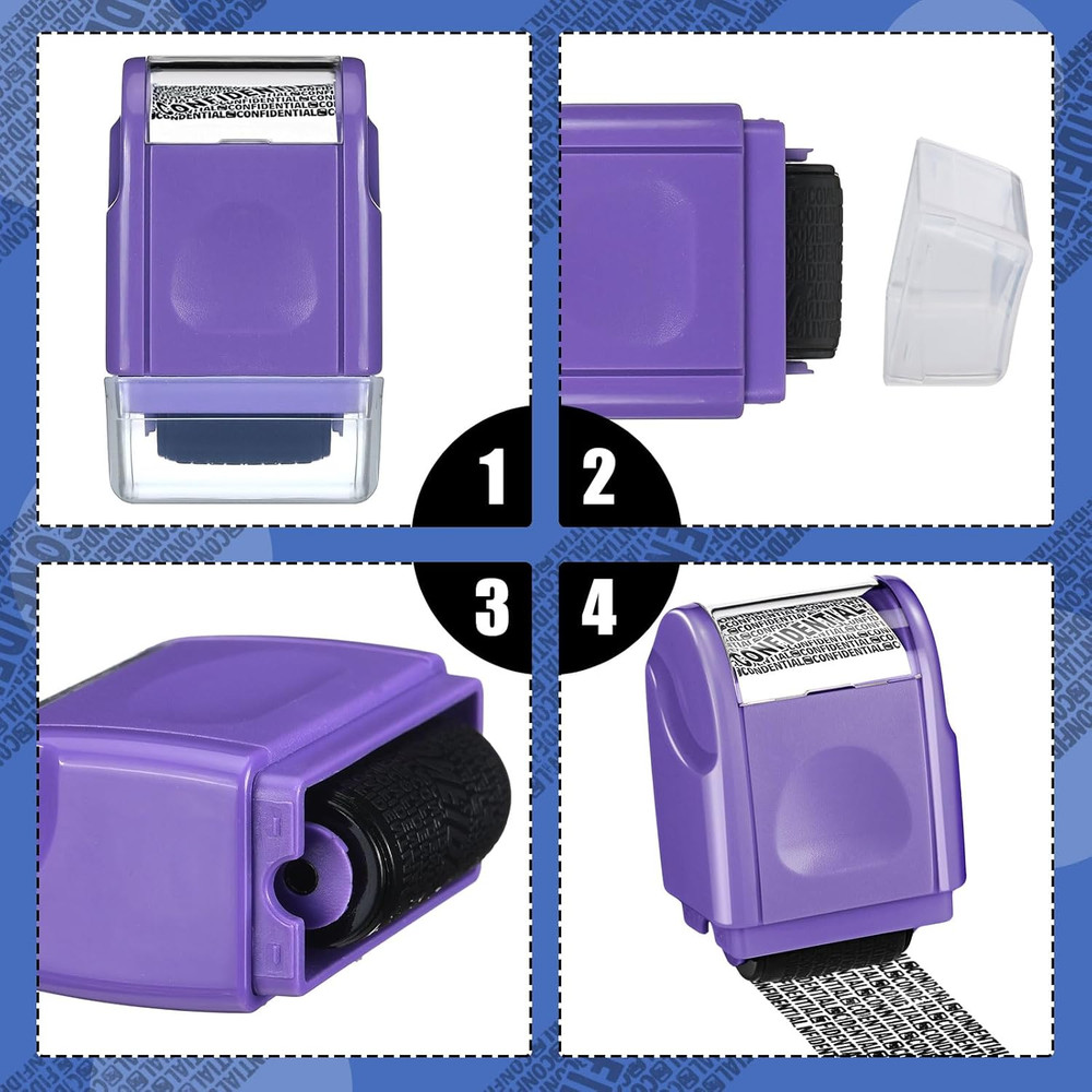 Nezyo 2 Pack Identity Protection Roller Stamp Identity Theft, Confidential, Priv