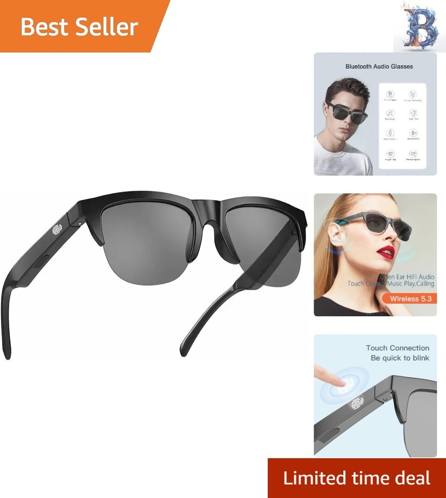 Sleek Open Ear Bluetooth Sunglasses with Touch Control - UV Protection