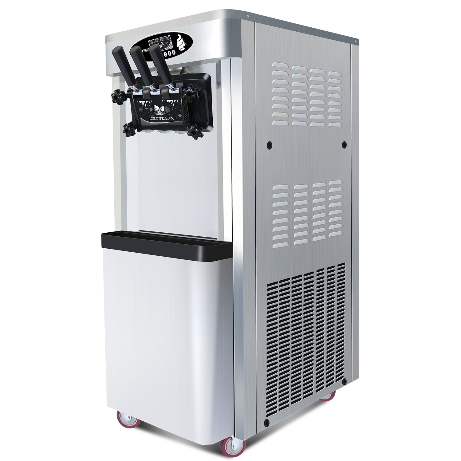 Commercial Soft Serve Ice Cream Machine Yogurt Maker 25-30 L/H Yield 3-Flavor