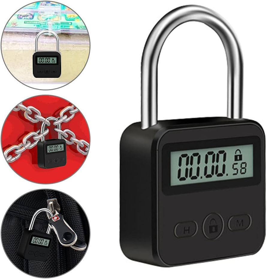 Metal Timer Lock, 99 Hours Max Timing Lock, USB Rechargeable Timer Padlock with