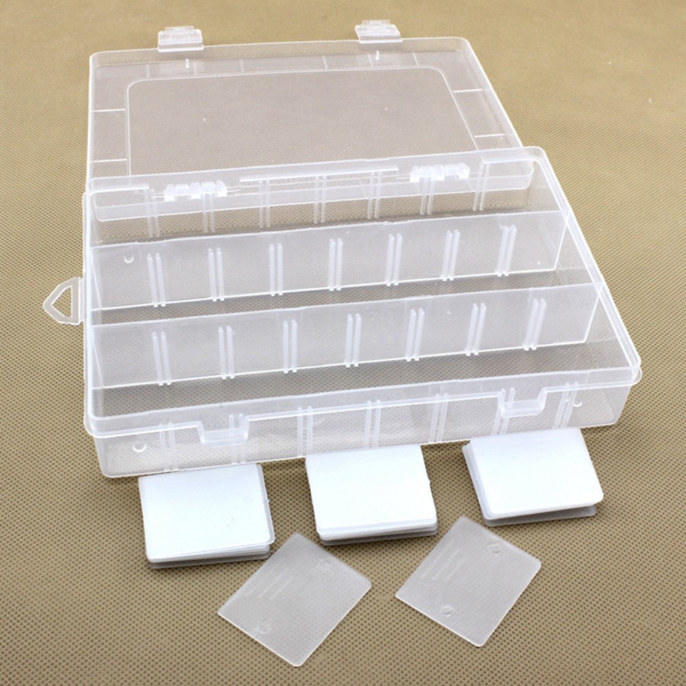 Clear Plastic Organizer Box Case 24 Grids Craft Beads Display Storage Container