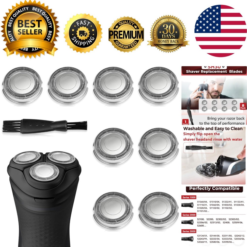 Precision Dual-Ring Blade Replacement Heads (8 Pack) for Norelco Shavers