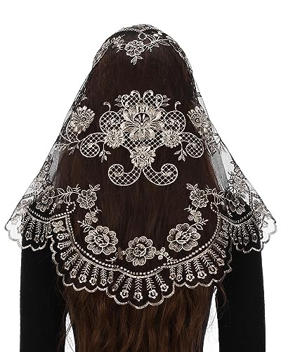 Triangle Catholic Church Mantilla Veils for Religious Christian Floral White