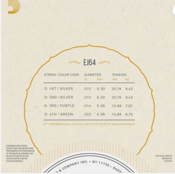 D'Addario EJ64 4 String Dulcimer Strings